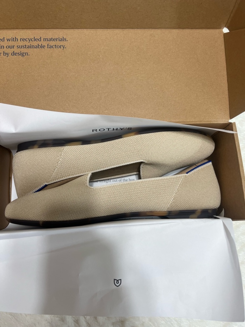 Rothy’s Lounge Loafer Sand Stone Beige Sustainable Knit Flats Size 10 New Box - Picture 6 of 11